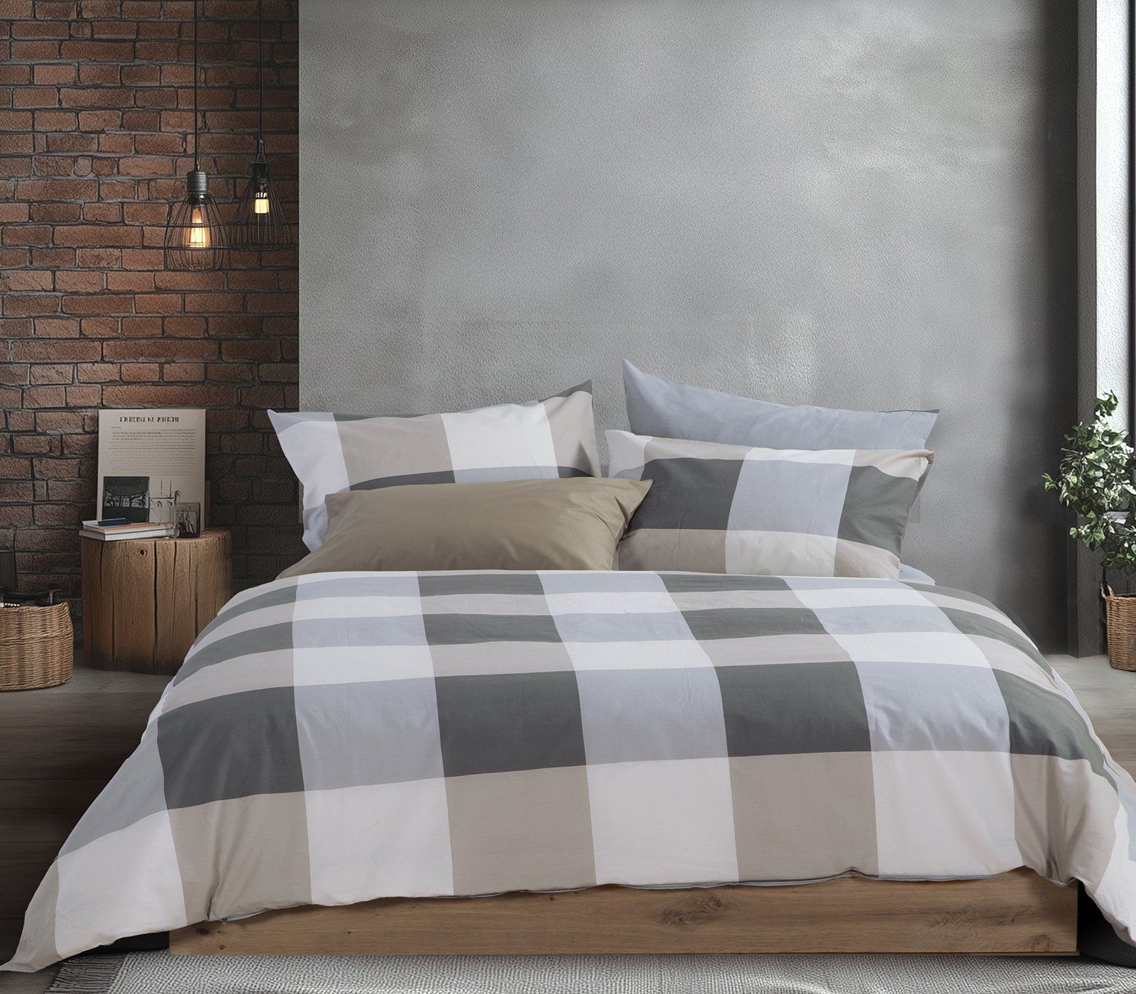 5205495606606 Σετ Σεντόνια Διπλά 200×270 Nef Nef Casual Check Grey - Image 1