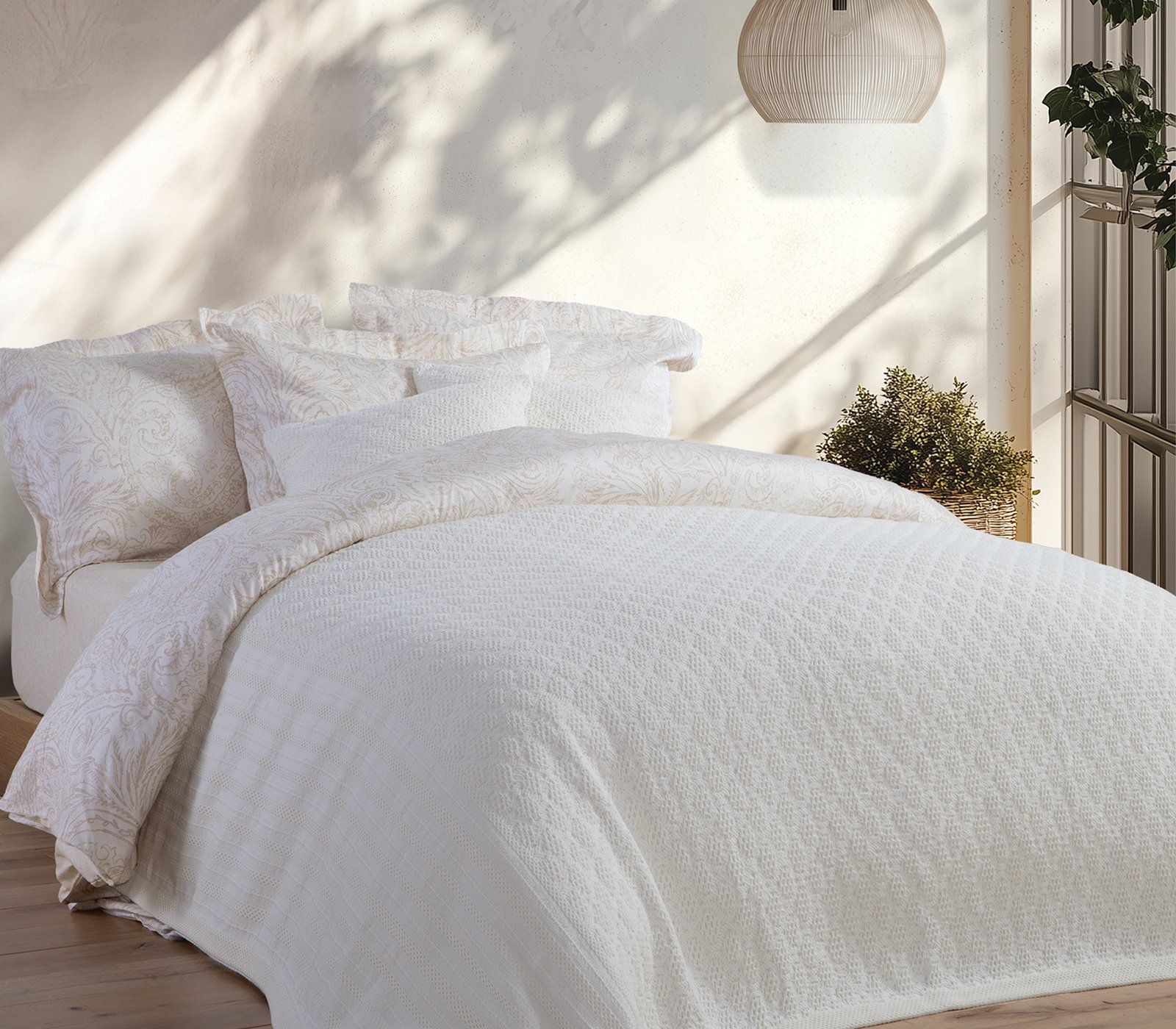 5205495607931 Κάλυμμα Κρεβατιού Υπέρδιπλο 230×250 Nef Nef Ventora Ecru - Image 1