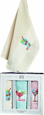 Beauty Home Ποτηρόπανα σετ 3τμχ Cocktail Art 8286 40x60 Εκρού,Σιέλ,Ροζ - Image 2