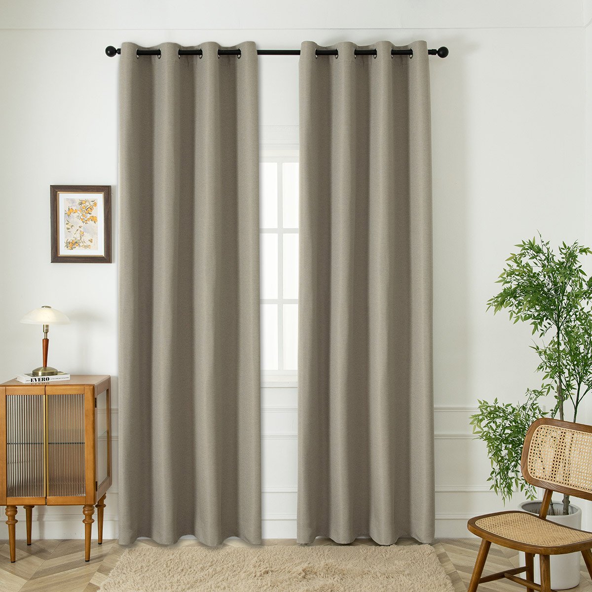 8444_sand Beauty Home Κουρτίνα Blackout Jacquard σκίασης με 8 μεταλλικούς κρίκους Glare Art 8444 140x270 Άμμου - Image 1