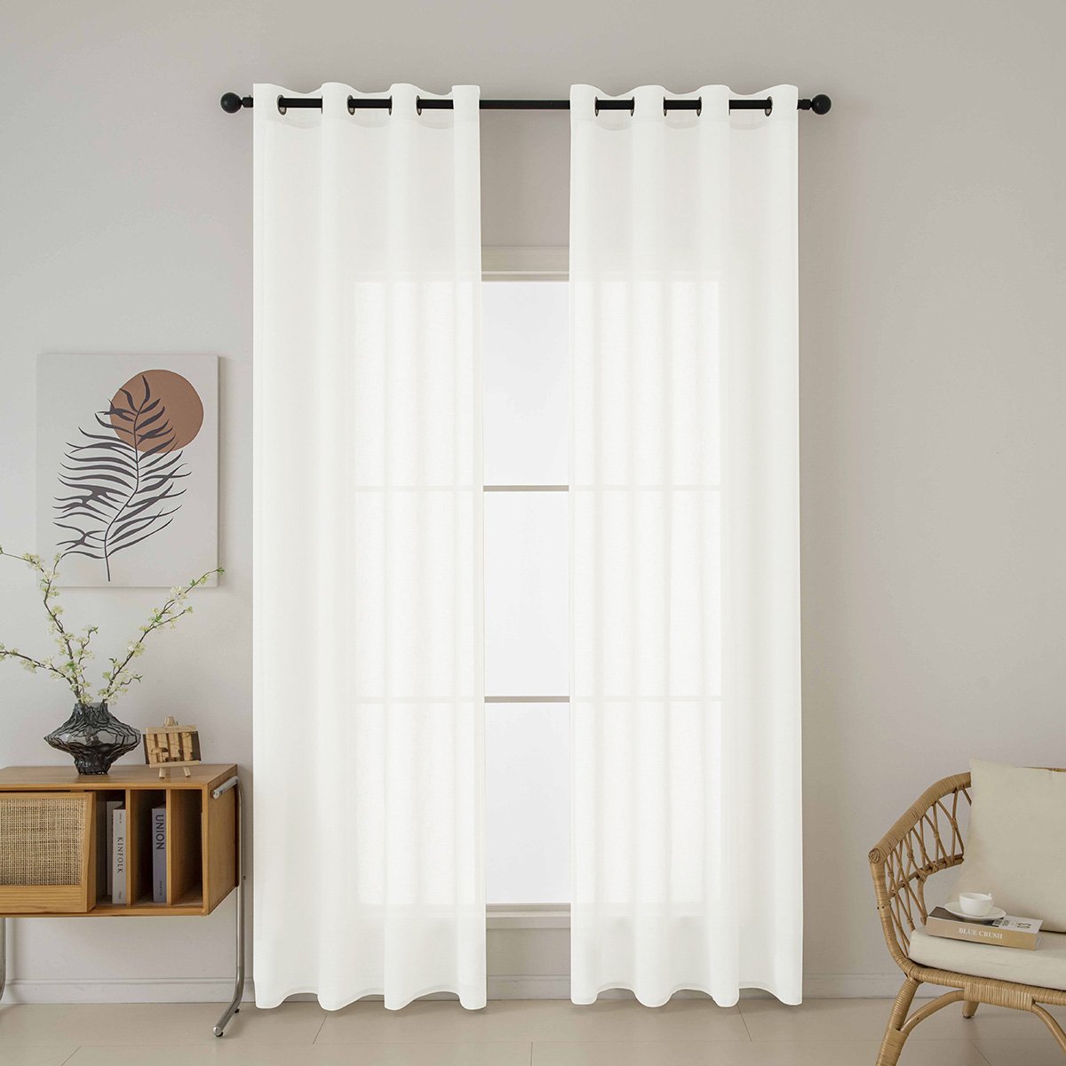 8447_ecru Beauty Home Κουρτίνα γάζα μονόχρωμη με 8 μεταλλικούς κρίκους Fit Art 8447 140x270 Εκρού - Image 1