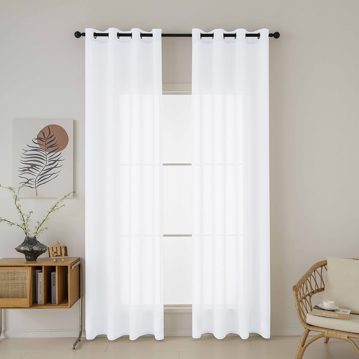 8447_white Beauty Home Κουρτίνα γάζα μονόχρωμη με 8 μεταλλικούς κρίκους Fit Art 8447 140x270 Λευκό - Image 1