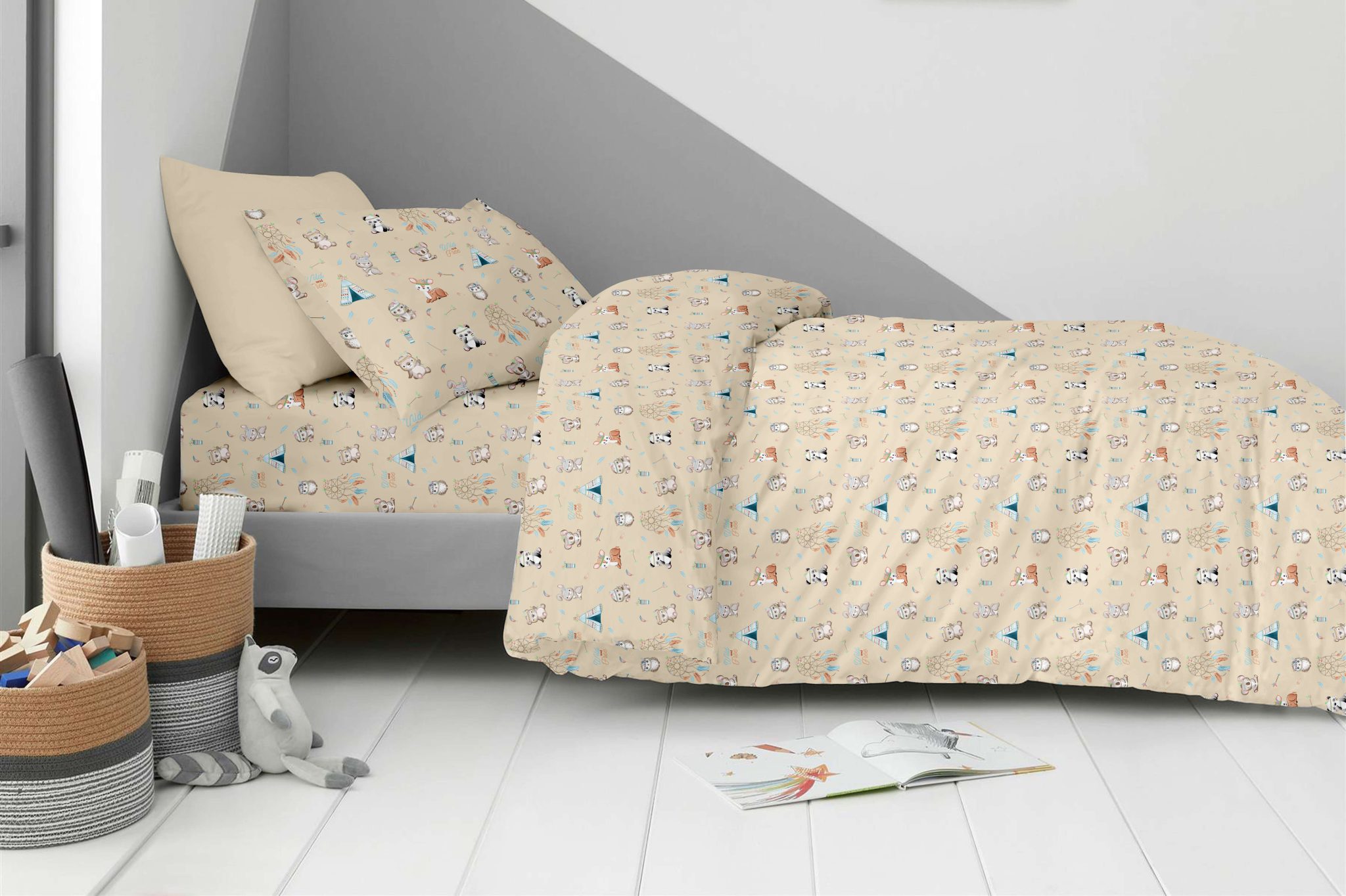 Boho-Animals-scaled Παιδικά Σετ Σεντόνια Μονά 170x260 Boho Animals Astron Italy - Image 1