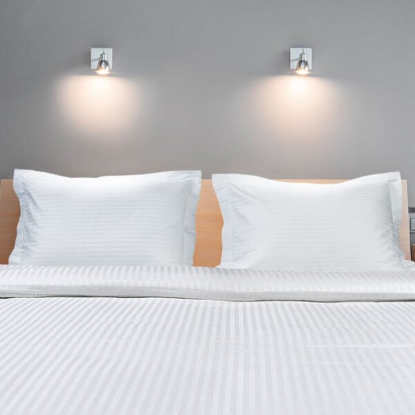 Beauty Home Παπλωματοθήκη υπέρδιπλη ξενοδοχείου Silky Percal Pennie 250TC Satin Stripe 100% Cotton Λευκό 230x250+30