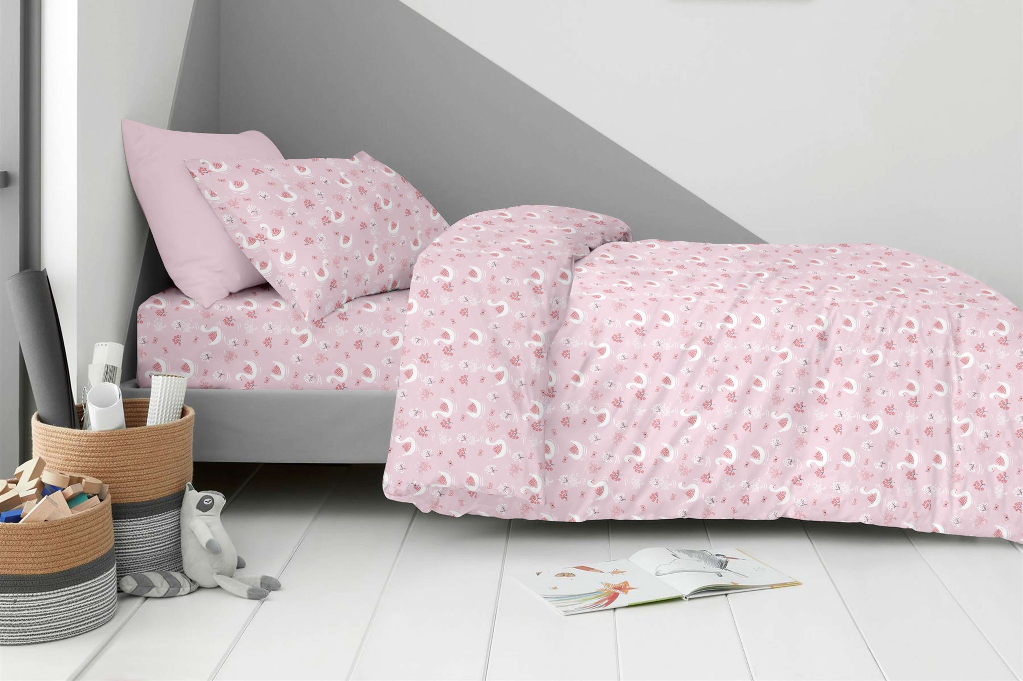 Swan-scaled Παιδικά Σετ Σεντόνια Μονά 170x260 Swan Astron Italy - Image 1