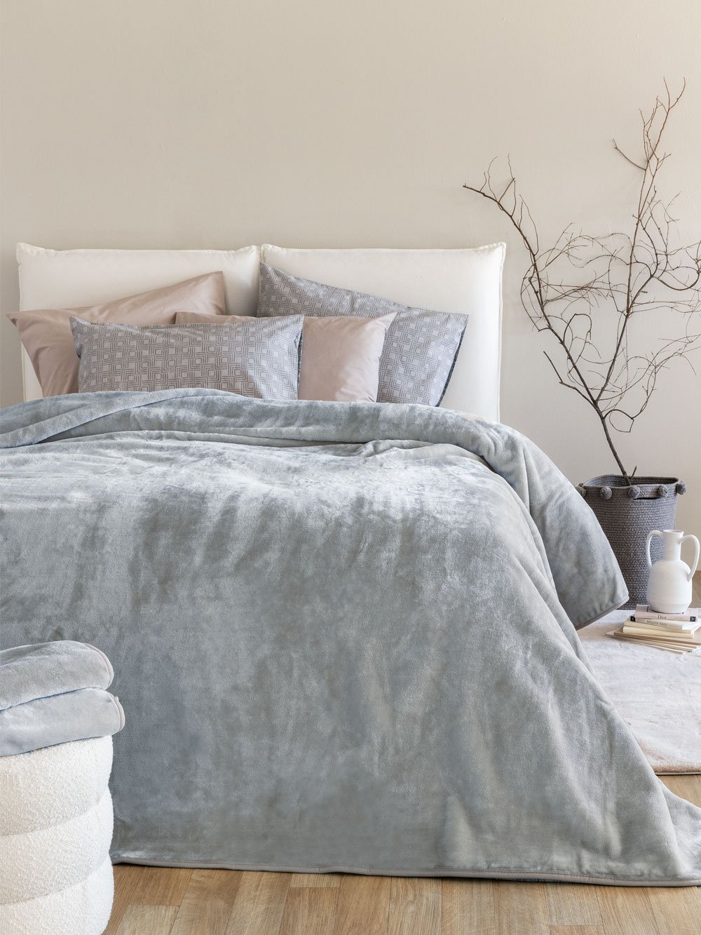 5205857289928_2 Κουβέρτα Βελουτέ 170x240 DREAM VELOUR/4 ASH Γκρι Palamaiki - Image 1