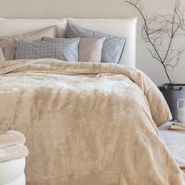 Κουβέρτα Βελουτέ 240x260 DREAM VELOUR/4 SANDY Μπεζ Palamaiki