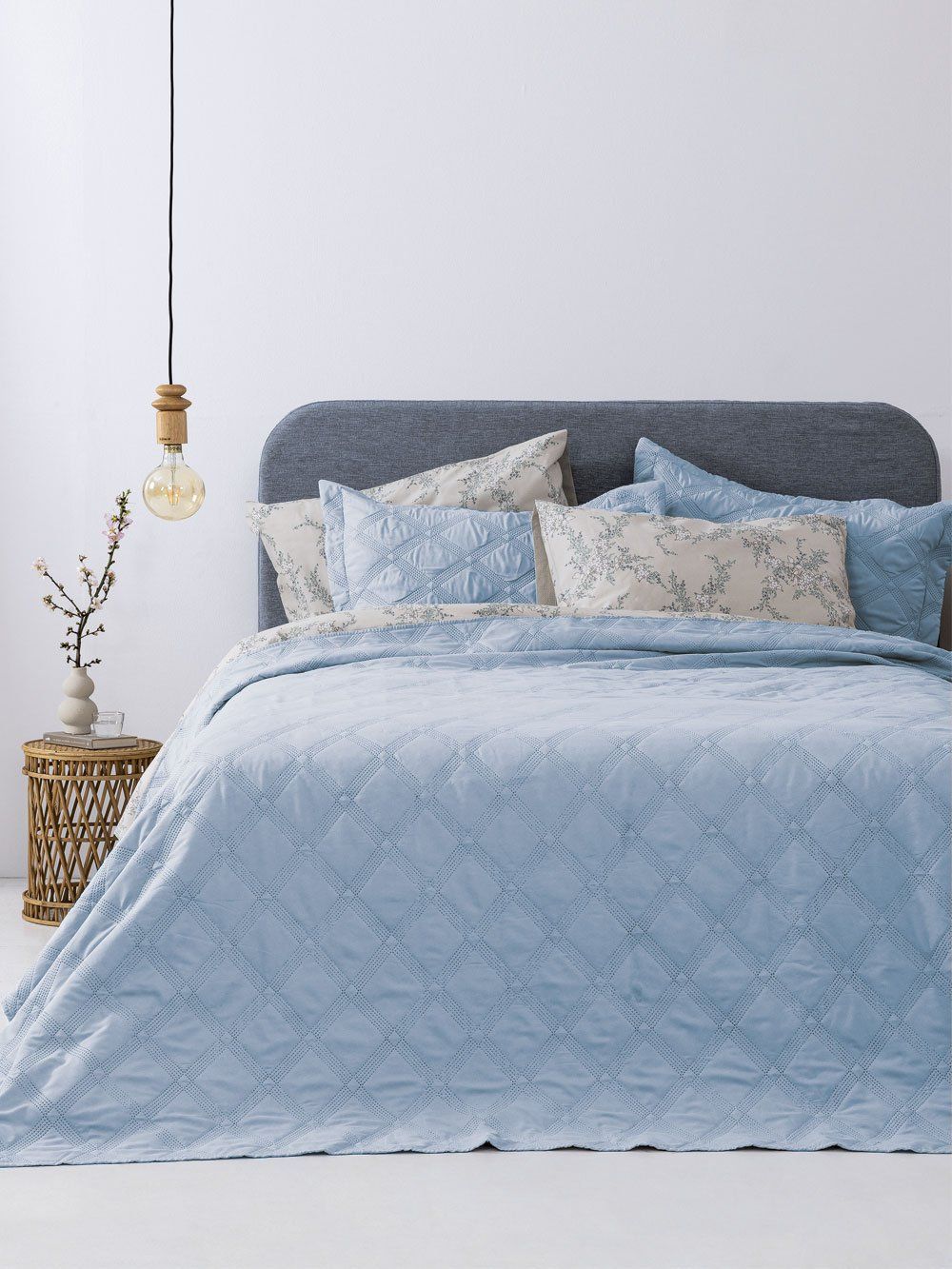 5205857290276_3 Σετ Κουβερλί ημίδιπλο 180x240 IFIGENEIA DENIM Γαλάζιο Palamaiki - Image 1
