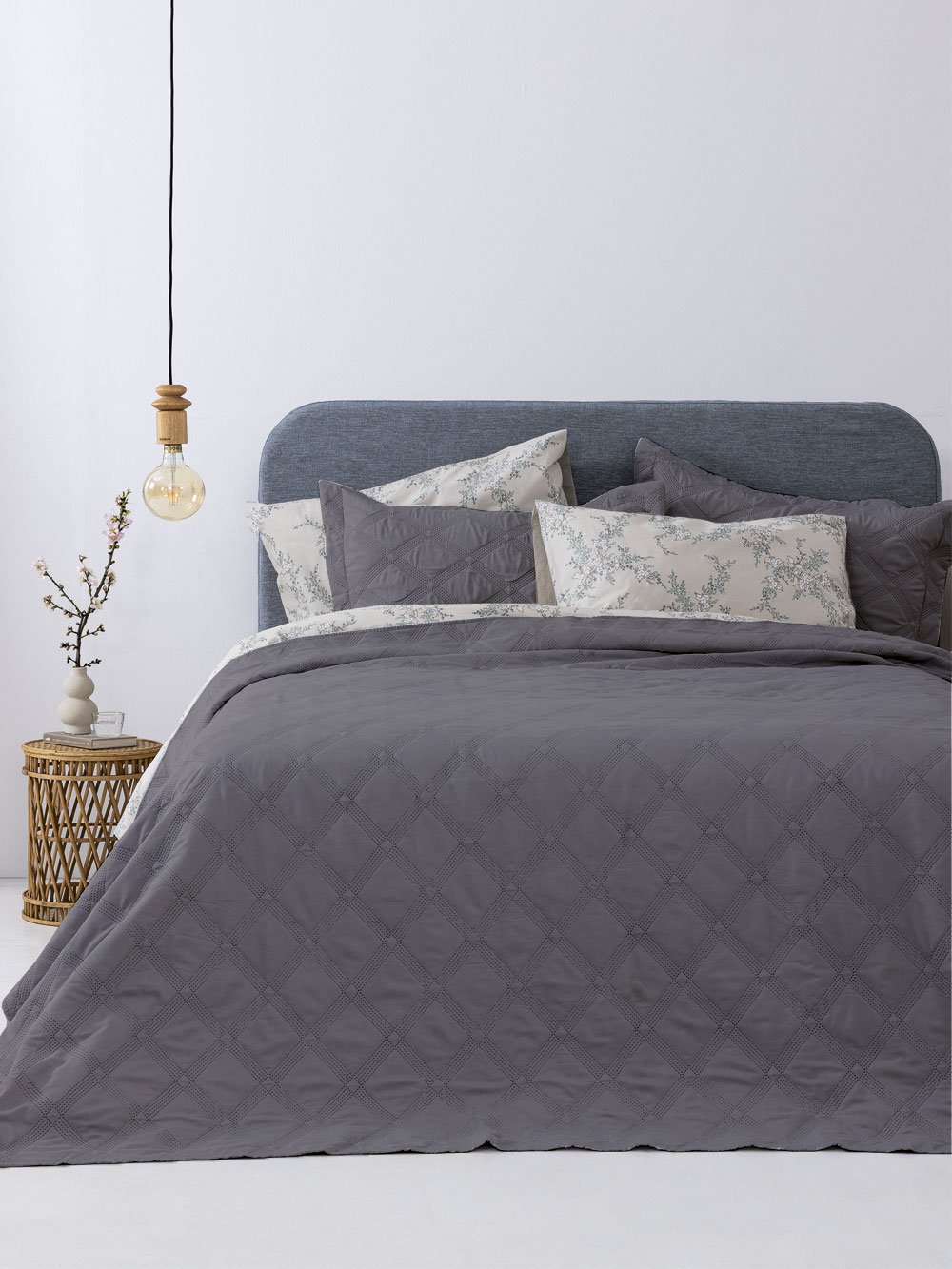 5205857290306_3 Σετ Κουβερλί υπέρδιπλο 220x240 IFIGENEIA GREY Γκρι Palamaiki - Image 1