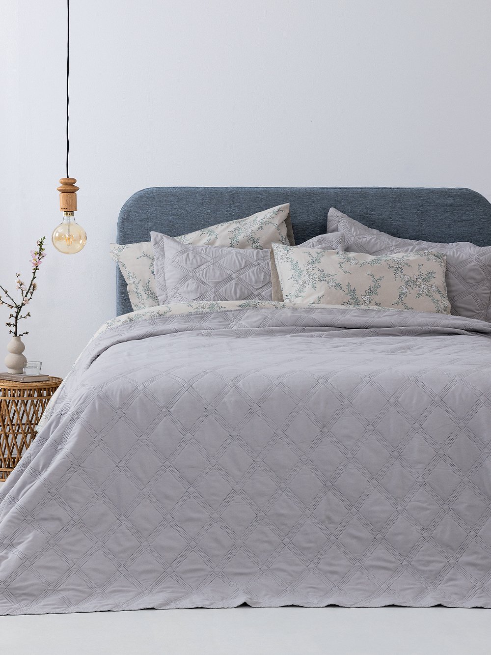 5205857290320_6 Σετ Κουβερλί υπέρδιπλο 220x240 IFIGENEIA SILVER Γκρι Palamaiki - Image 1