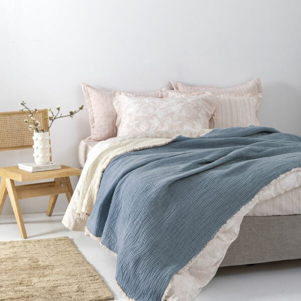 Κουβέρτα muslin 170x240 MOUS BLUE Μπλε Palamaiki