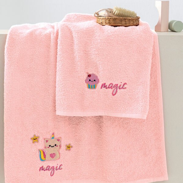 Σετ Παιδικές Πετσέτες Kids Bath UNICAT Ροζ Palamaiki