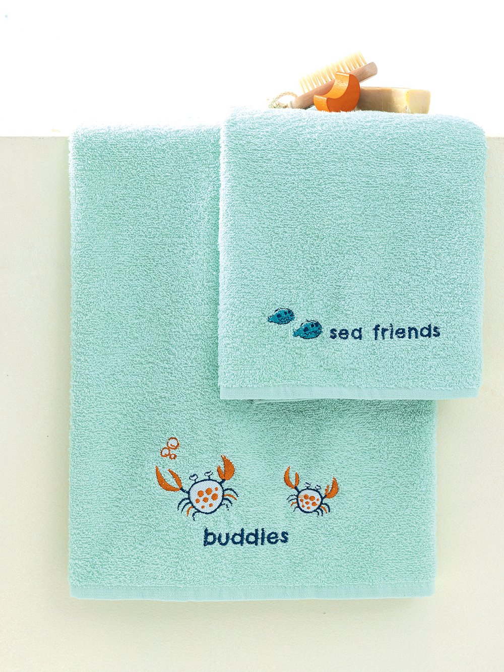 5205857295622_2 Σετ Παιδικές Πετσέτες Kids Bath CRABS Πράσινο Palamaiki - Image 1