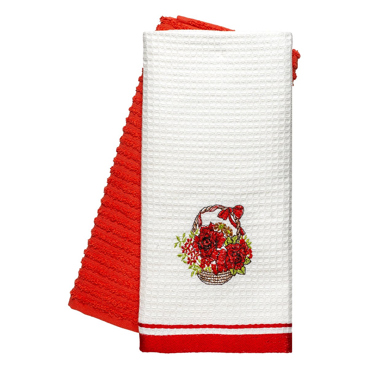 8822 Beauty Home Ποτηρόπανα σετ 2τμχ Flowers Art 8822 40x60 Κόκκινο - Image 1