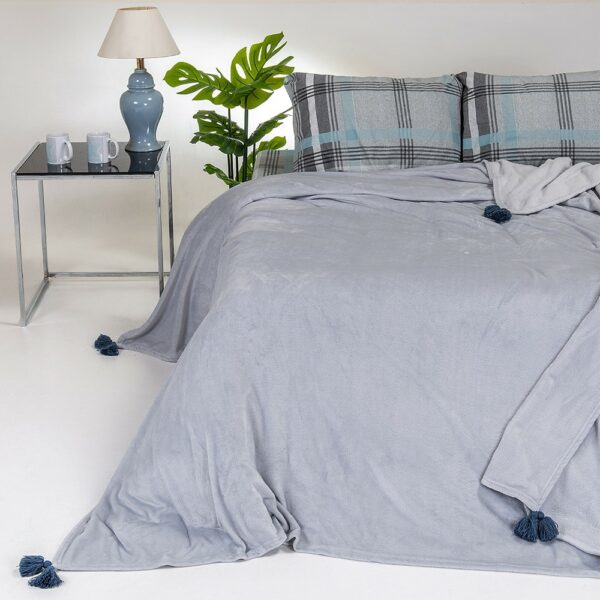 ΚΟΥΒΕΡΤΑ FLANNEL ΥΠΕΡΔΙΠΛΗ 220x240  BERLIN LIGHT GREY MELINEN