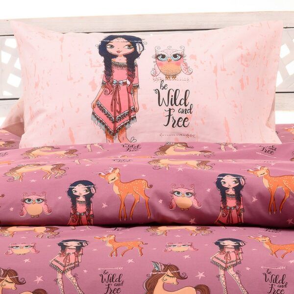 ΣΕΤ ΜΑΞΙΛΑΡΟΘΗΚΕΣ INDIAN GIRL VIOLET KIDS LINE 50X70 MELINEN