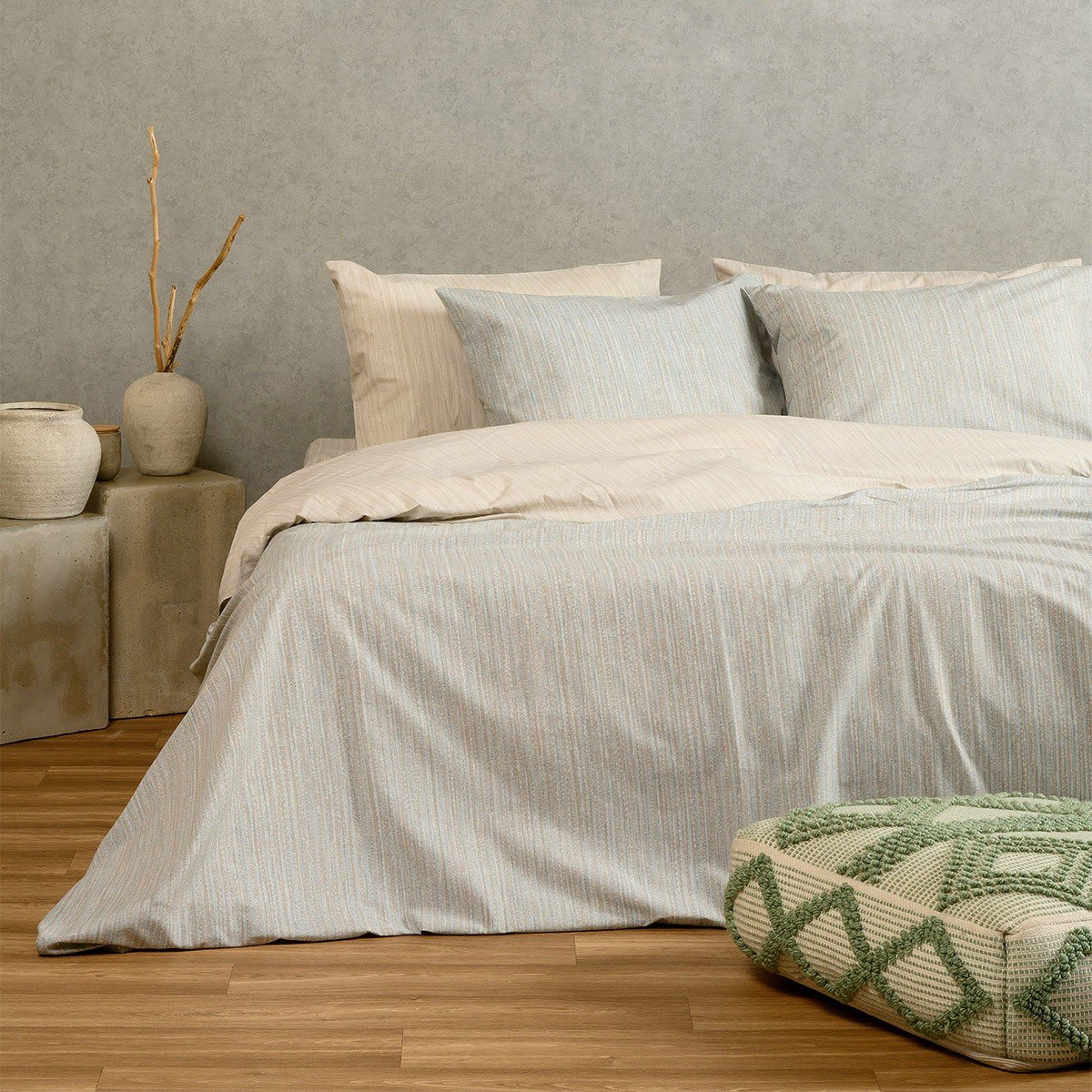 18785 ΣΕΤ ΣΕΝΤΟΝΙΑ ΔΙΠΛΑ (Λ) NIKA LIGHT BLUE CASUAL LINE (150Χ200+32) MELINEN - Image 1