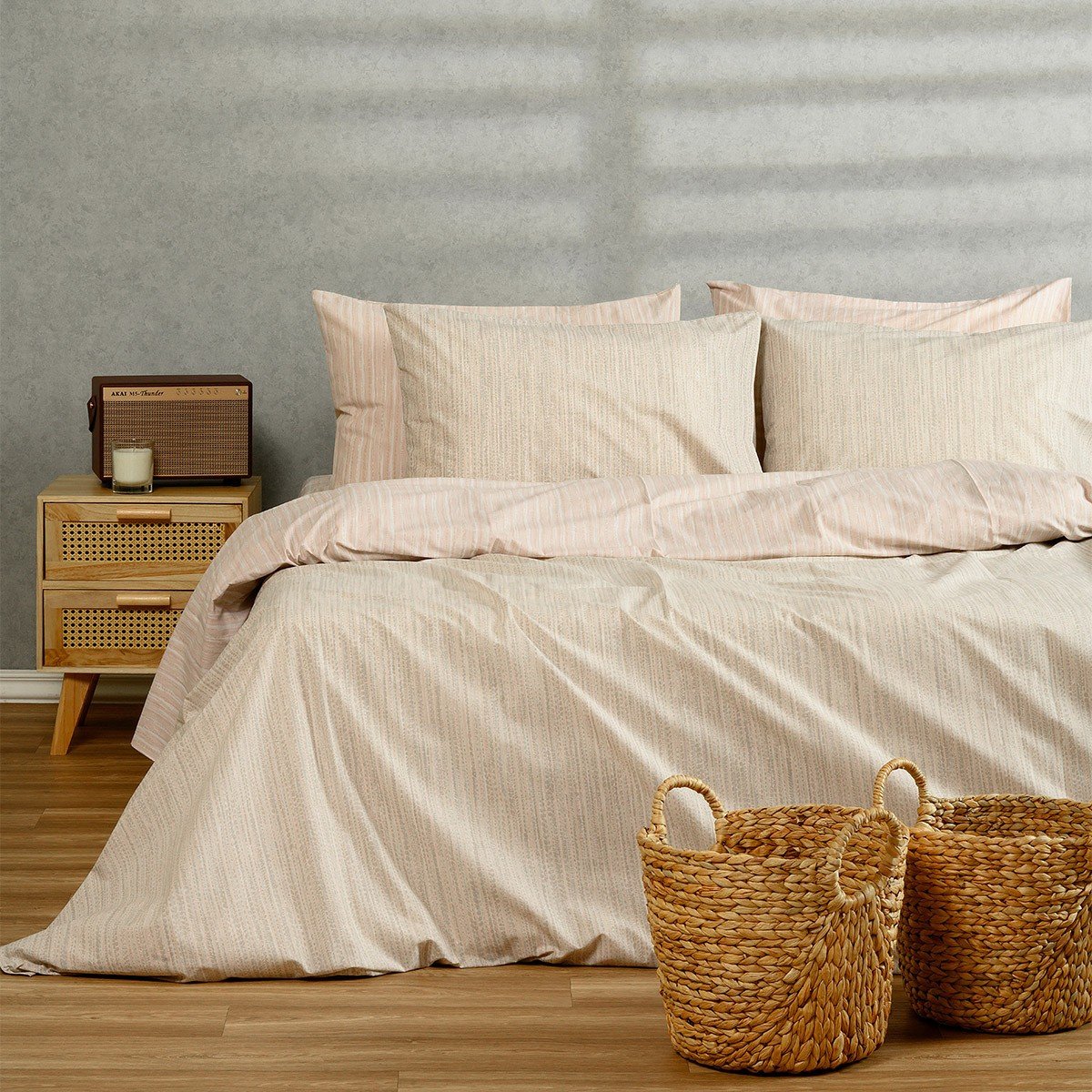 18829 ΣΕΤ ΣΕΝΤΟΝΙΑ ΜΟΝΑ (Λ) NIKA ECRU/BEIGE CASUAL LINE (100Χ200+32) MELINEN - Image 1