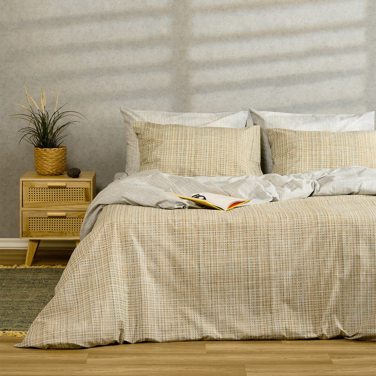 19086 ΣΕΤ ΣΕΝΤΟΝΙΑ ΜΟΝΑ (Λ) MATEO GREY CASUAL LINE (100Χ200+32) MELINEN - Image 1