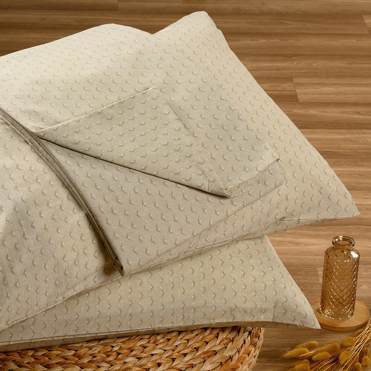 19165 ΣΕΝΤΟΝΙ (ΣΕΤ 2 ΤΕΜ.) 120Χ200+32 LAYLA BEIGE CASUAL LINE MINI MELINEN - Image 1