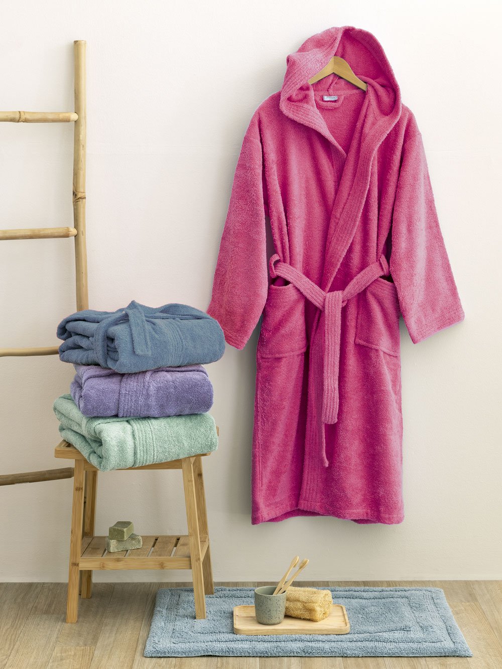 5205857288907_1_2 Μπουρνούζι με Κουκούλα Kids Bath JUNIOR FUCSHIA 8-10 Φούξια Palamaiki - Image 1