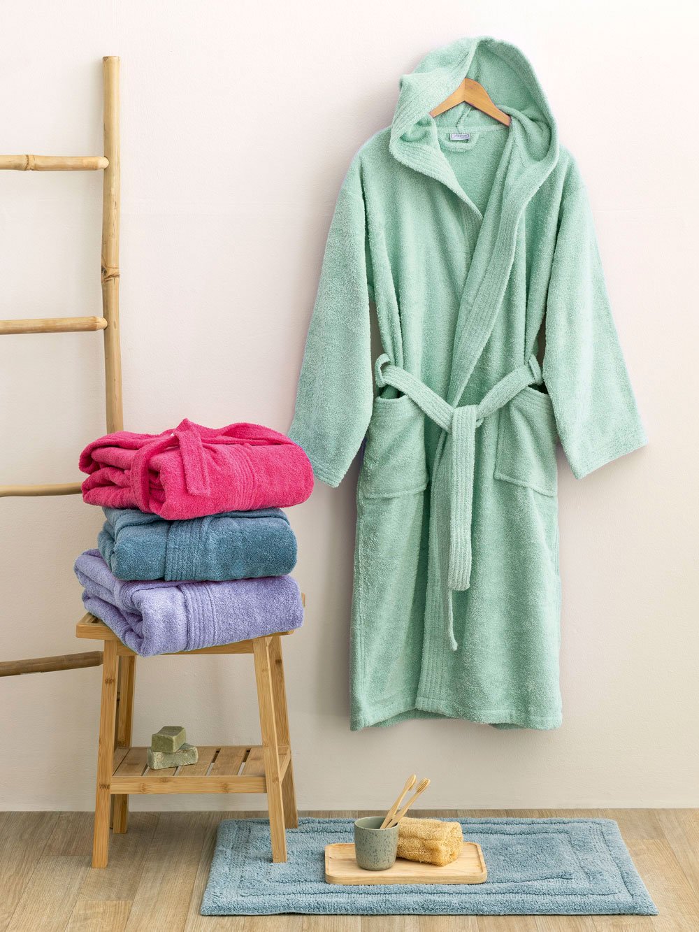 5205857288990_1_2 Μπουρνούζι με Κουκούλα Kids Bath JUNIOR AQUA 8-10 Μπλε Palamaiki - Image 1