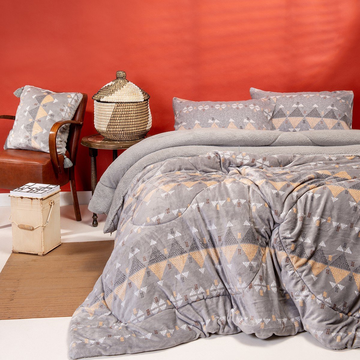 7947 ΚΟΥΒΕΡΤΟΠΑΠΛΩΜΑ ΥΠΕΡΔΙΠΛΟ WAMPUM SILVER (220X240) MELINEN - Image 1