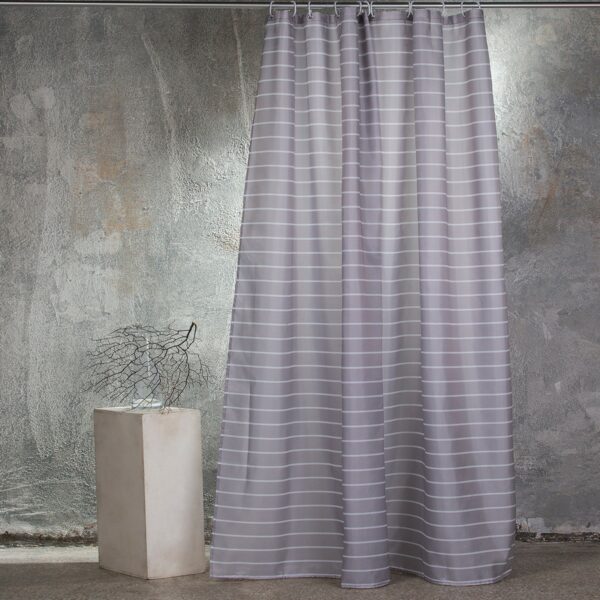 ΚΟΥΡΤΙΝΑ ΜΠΑΝΙΟΥ 180X180 STRIPE GREY MELINEN