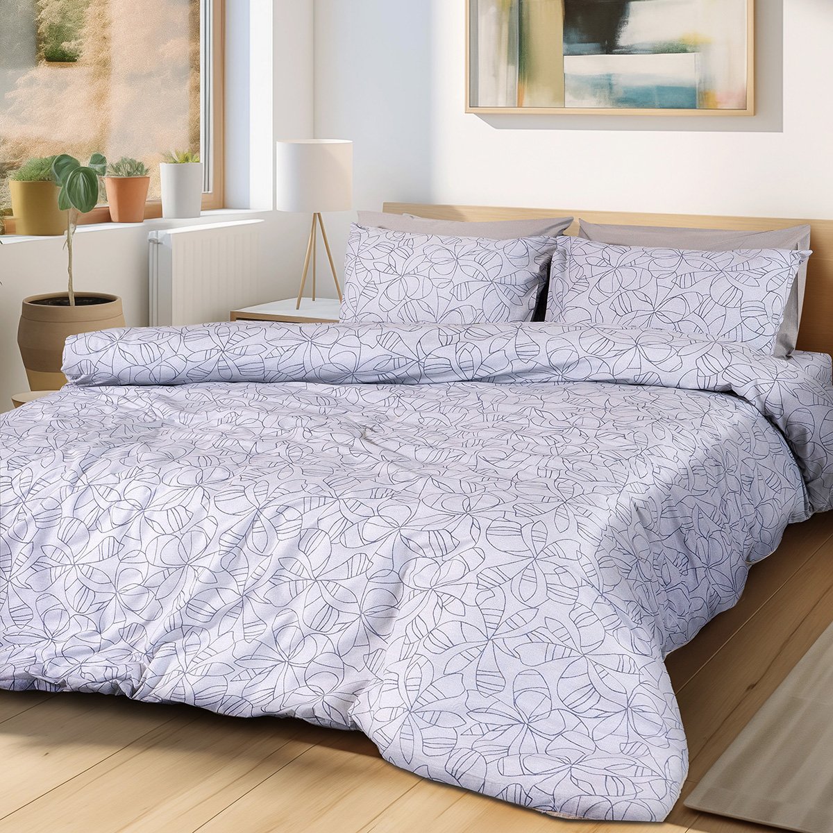 12251 Beauty Home Σετ σεντόνια υπέρδιπλα με λάστιχο Adela Art 12251 170x200+30 Γκρι - Image 1