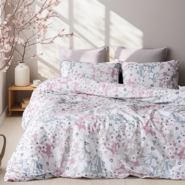 Beauty Home Σετ σεντόνια υπέρδιπλα με λάστιχο Ninet Art 12252 170x200+30 Γκρι,Ροζ