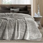 Κουβέρτα βελουτέ υπέρδιπλη 220×240 Lino Vellut Grey