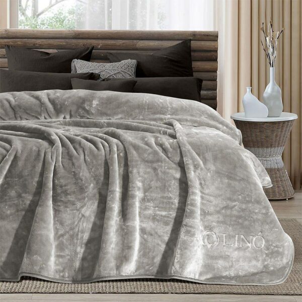 Κουβέρτα βελουτέ υπέρδιπλη 220×240 Lino Vellut Grey