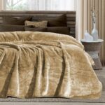 Κουβέρτα βελουτέ υπέρδιπλη 220×240  Lino Vellut Mocca