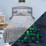 LINO ΚΟΥΒΕΡΤΑ FLEECE ΦΩΣΦΟΡΙΖΕ VOLCANO GREY-CIEL 160X220