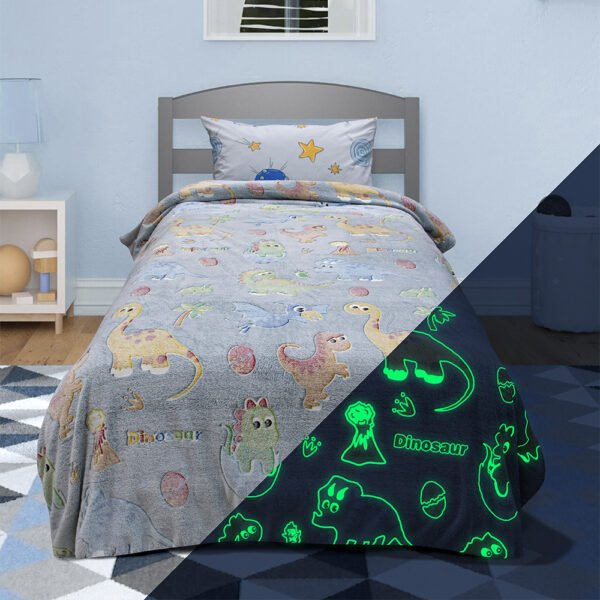 LINO ΚΟΥΒΕΡΤΑ FLEECE ΦΩΣΦΟΡΙΖΕ VOLCANO GREY-CIEL 160X220