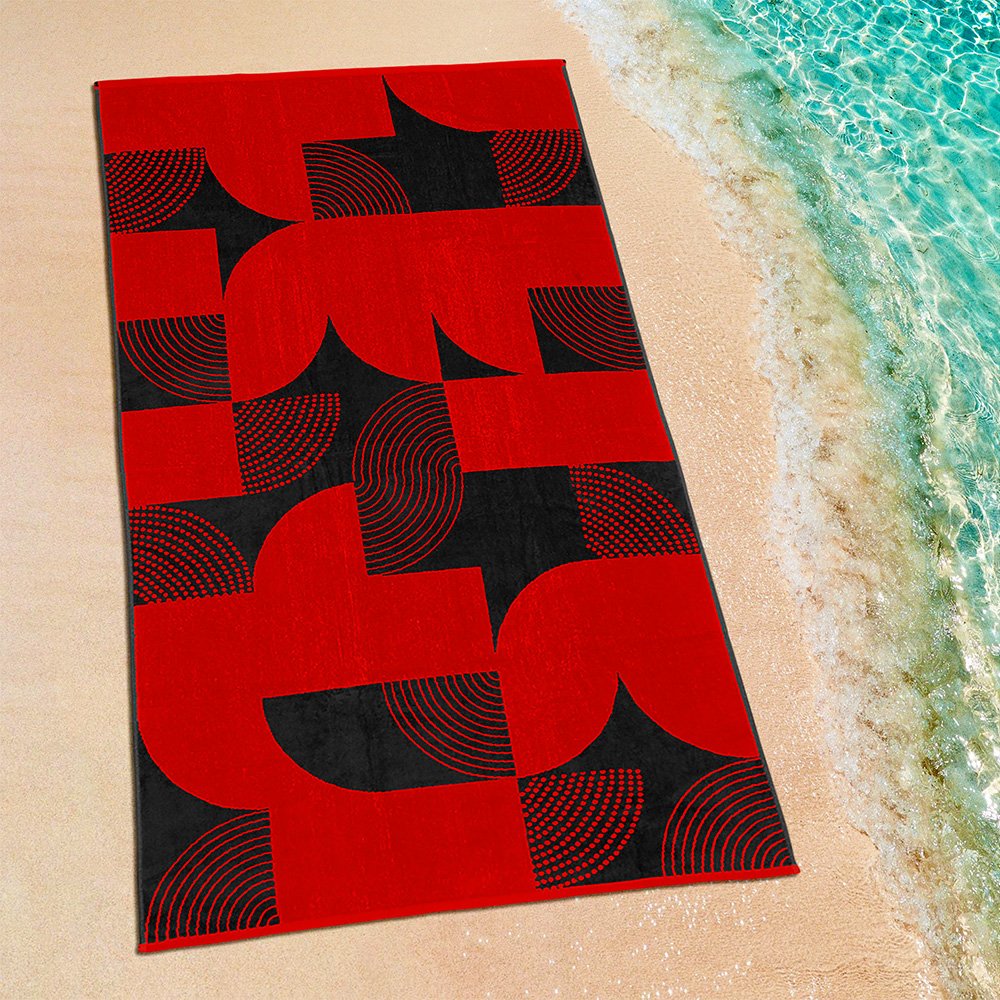 2200001015 LINO ΠΕΤΣΕΤΑ ΘΑΛΑΣΣΗΣ GEOMETRICO DGREY-RED 86X160 - Image 1