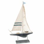 Beauty Home Διακοσμητικό Ιστιοφόρο Ξύλινο Λευκό και Μπλε 48,5 x 16 CM