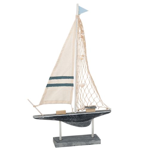 30b275ae-8e3a-4b36-a0f0-5637903046ef Beauty Home Διακοσμητικό Ιστιοφόρο Ξύλινο Λευκό και Μπλε 48,5 x 16 CM - Image 1