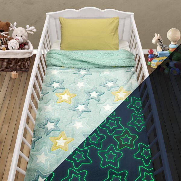 LINO ΚΟΥΒΕΡΤΑ FLEECE SHERPA ΦΩΣΦΟΡΙΖΕ STER MINT 110X150