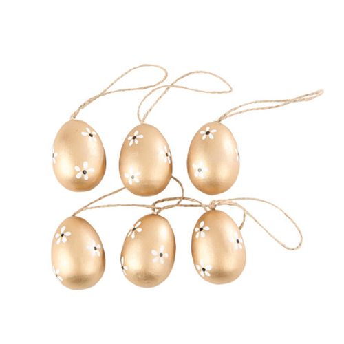 4e0fde1a-ef9d-4d33-aa18-5df1ad2da3e1 Beauty Home 6 Ξύλινα Αυγά Χρυσά με Σχέδια Μαργαρίτες 4,5 x 3,2 CM - Image 1
