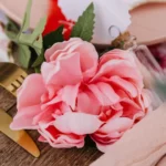 Beauty Home Διακοσμητικό κλαδί παιώνιας ροζ και πράσινο 56x10cm - Image 2