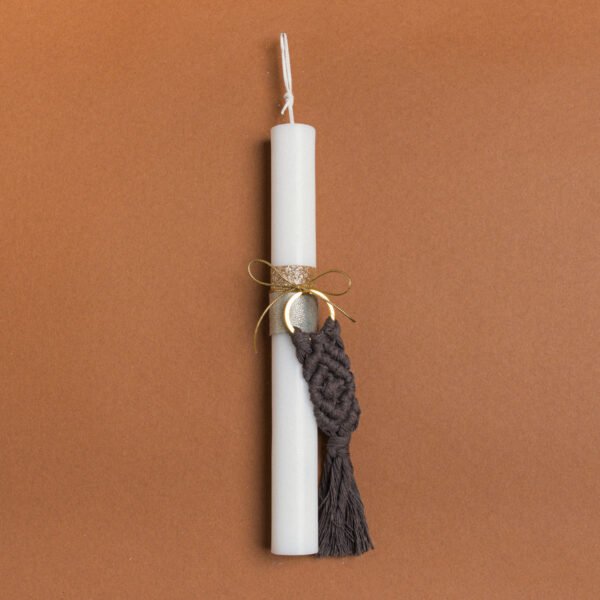 Beauty Home ΛΑΜΠΑΔΑ 25cm ΜΑΚΡΑΜΕ ΜΠΡΕΛΟΚ ΓΚΡΙ ΜΕ ΦΙΟΓΚΟ ΣΕ ΣΥΣΚΕΥΑΣΙΑ ΔΩΡΟΥ