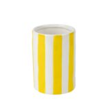 Beauty Home Κεραμικό Βάζο Iona Ριγέ Κίτρινο-Λευκό 9,5 x 13,5 CM
