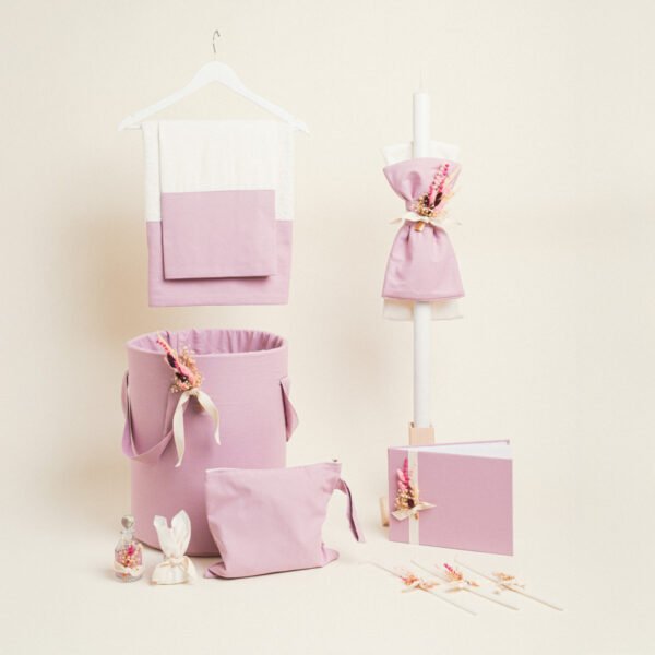 Beauty Home ΣΕΤ ΒΑΠΤΙΣΗΣ ΜΟΝΟΧΡΩΜΟ ΣΑΠΙΟ ΜΗΛΟ ΒΑΜΒΑΚΕΡΟ 100%