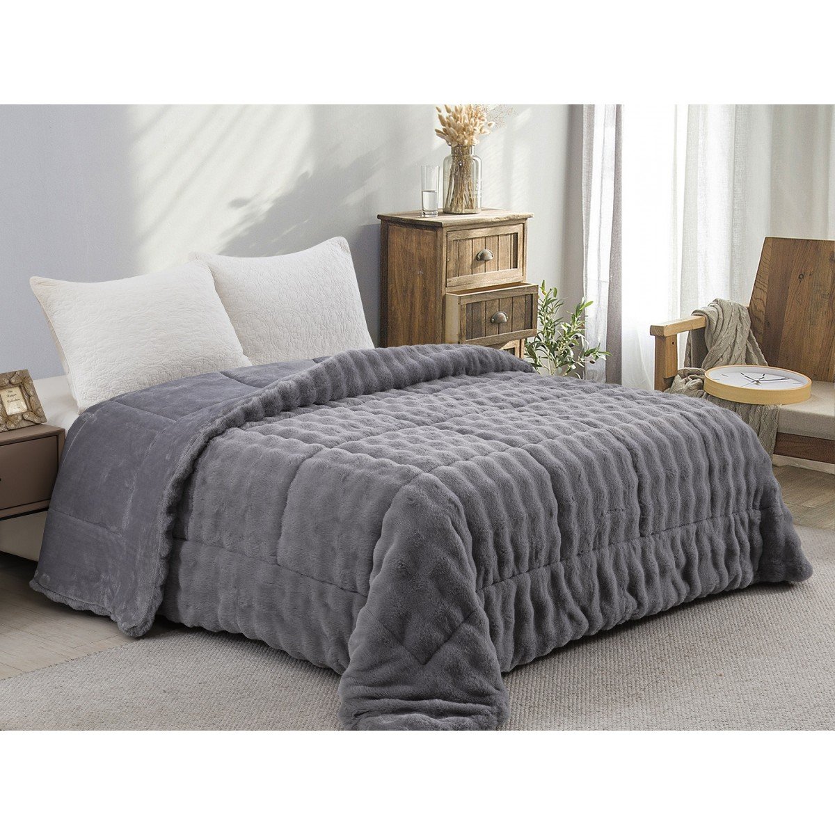 910_GREY-1200x1200 ΚΟΥΒΕΡΤΟΠΑΠΛΩΜΑ ΓΟΥΝΑ/FLANNEL ΜΟΝΟ 160X220 ADAM HOME (910) GREY - Image 1