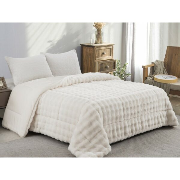 ΚΟΥΒΕΡΤΟΠΑΠΛΩΜΑ ΓΟΥΝΑ/FLANNEL ΥΠΕΡΔΙΠΛΟ 220X240 ADAM HOME (910) WHITE
