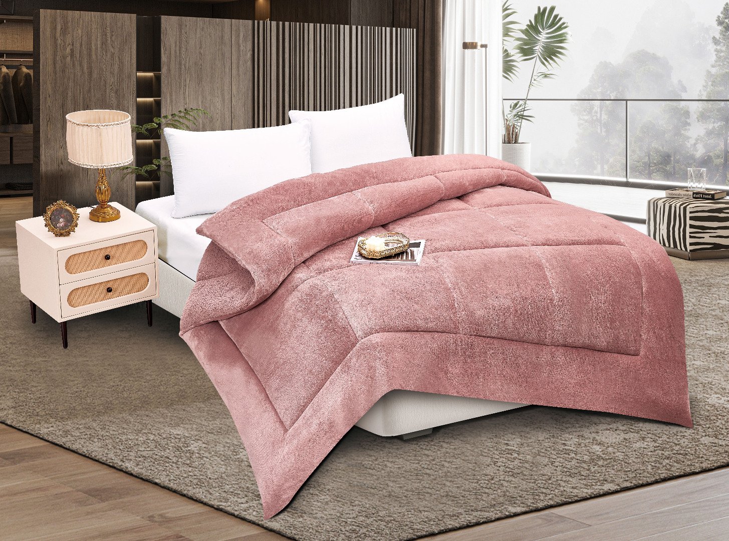 Old-Rose-3 Κουβερτοπάπλωμα solid (220cm x 240cm) old rose SilkFashion - Image 1