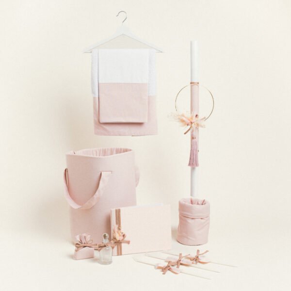 Beauty Home ΣΕΤ ΒΑΠΤΙΣΗΣ ΣΤΕΦΑΝΙ ΡΟΖ-ΧΡΥΣΟ ΜΕ ΑΠΟΞΗΡΑΜΕΝΑ