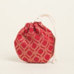 Beauty Home ΠΟΥΓΚΙ ΟΒΑΛ ΜΕ ΚΟΡΔΟΝΙ 13 x 14 cm ΖΑΚΑΡ ΟΡΙΕΝΤΑΛ ΚΟΚΚΙΝΟ-ΧΡΥΣΟ