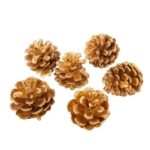 Beauty Home 6 κουκουνάρια ματ χρυσό περίπου 5 cm